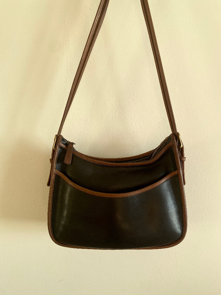 Vintage Coach Two-Tone Black-Tan Classic Hobo Spectator (6855)